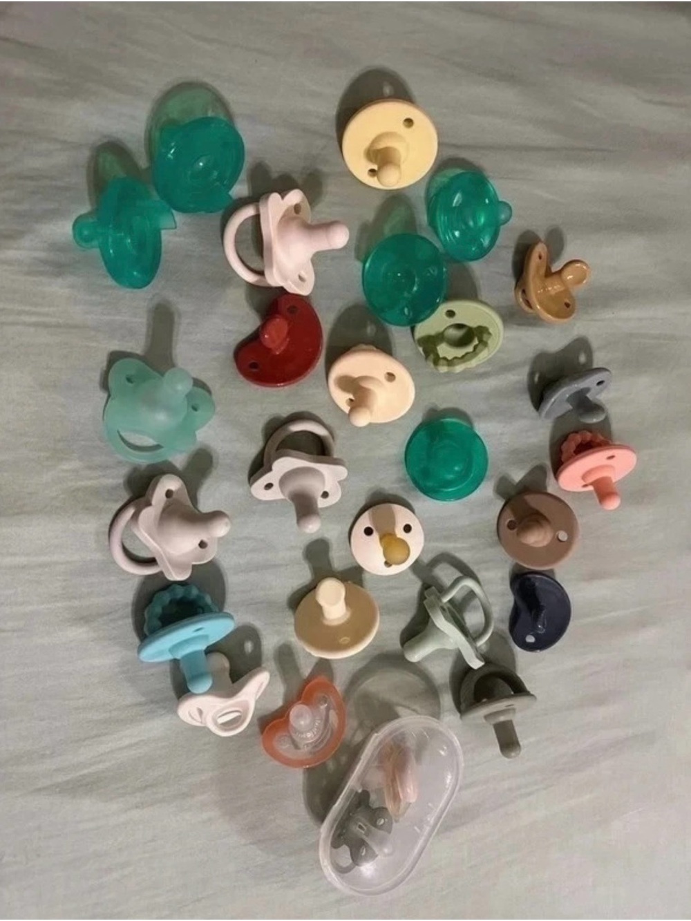 Assorted Baby Pacifier Set in Teal, Cream, Pink, Red, Gray - Unbranded